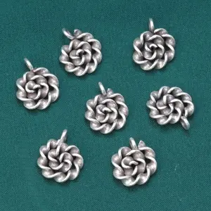 Thailand Bangkok Silver S925 Sterling Silver Flower Charms for DIY Women Bracelet Necklace Earring