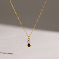 Collier empilable en acier inoxydable plaqué or 18 carats avec lapis-lazuli, hypoallergénique, étanche, bijoux classiques pour femmes, vente en gros