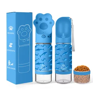 Bestseller 2 in 1 Edelstahl Outdoor 12 oz 22 oz Haustier flaschen Hund Wasser flasche mit Futter behälter für Hunde und Katzen