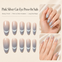 T1756 Kaixin Vente Chaude Faux Ongles à Presser Brillants Bleu Sourire Forme Ovale Longue, Bleu Français Nacré Lumineux pour Nail Art - Fournisseurs