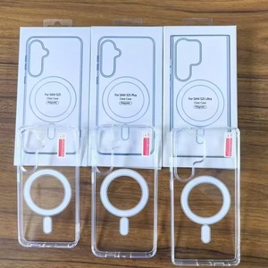 Custodia per telefono in plastica trasparente trasparente Anti-caduta magnetica per <span class=keywords><strong>Samsung</strong></span> S22 S23 S24 S25 Ultra-custodia per custodia cellulare con confezione - Product Image 1