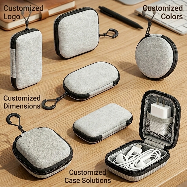 EVA Portable Hard Shell Earbud Earphone Case USB Cable Organizer   Travel Carry Box