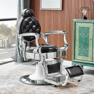 Sillón de Barbería Profesional Retro de Estilo Antiguo en Dorado, Muebles Duraderos para Salón de Peluquería en Blanco, Negro, Verde y Gris, Lujoso - Product Image 3
