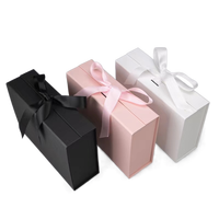 Boîte cadeau en papier pliable de luxe rose avec logo personnalisé, fermeture magnétique en carton recyclé, gaufrage 2 mm, pour les petites entreprises