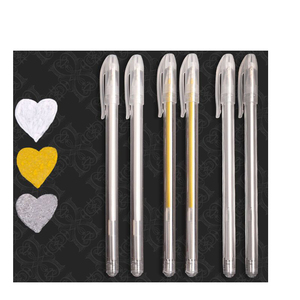 Bolígrafo metálico de arte resaltador de color dorado, <span class=keywords><strong>cartulina</strong></span> negra, bolígrafo de ganchillo blanco - Product Image 3