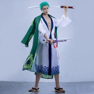 <span class=keywords><strong>Roronoa</strong></span> <span class=keywords><strong>Zoro</strong></span> <span class=keywords><strong>Cosplay</strong></span> disfraz niños serie completa abrigo verde cinturón pantalones cabeza bufanda peluca pendientes personaje japonés Halloween - Product Image 4