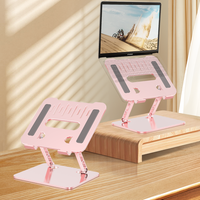 Support pliable pour ordinateur portable, idéal pour les étudiants et les bureaux à domicile, réglable, rose, support pour ordinateur portable, support pour DJ