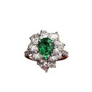 Bague de fiançailles pour femme en or massif 9 carats avec diamant taille poire et diamants de laboratoire, style classique, certifiée - Product Image 1