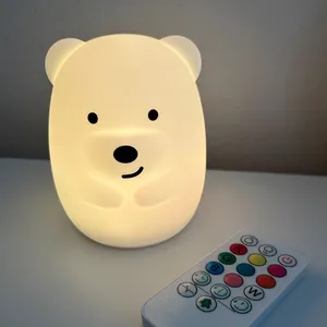 New Party Birthday Novelty Gift Lamp Bedroom Rechargeable Touch LED Light Portable Silicone 3D Bear Night Light for Children