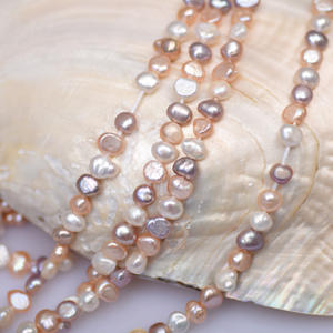 Perles d'eau douce naturelles de Zhuji, baroques, deux faces, couleur légère mélangée, perles semi-finies, collier pour femmes, vente en gros de perles - Product Image 2