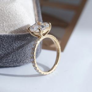 Anillo de Diamante de Laboratorio con Corte Cojín, 3 Quilates, E VS1, Oro Amarillo de 18K, Modelo MSR-1639 - Product Image 6