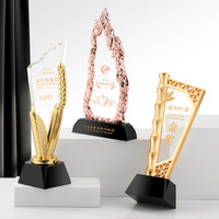 Nouveau trophée en métal et cristal personnalisé, design créatif pentagramme, haut de gamme, or, argent et cuivre, trophée souvenir d'honneur