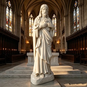 Escultura Religiosa de Jesús y Ovejas en Mármol Blanco de Tamaño Real para Jardín, Iglesia y Decoración Cristiana del Hogar - Product Image 5
