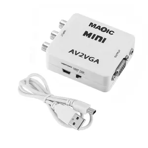 Rca Cvbs Konverter Adaptor Av Ke Vga, Kotak Set Adaptor Set-Top Mini Av2vga Audio Video Konverter Sinyal Tv Konverter Rca Ke Vga untuk Konsol PC Moni