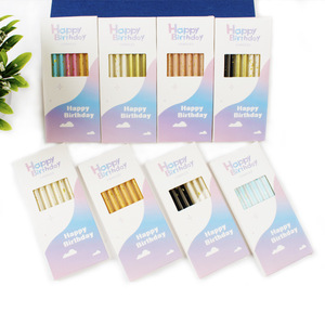 เทียนวันเกิดแบบใหม่เรียบง่าย สีบรอนซ์ สำหรับเด็กอายุหนึ่งขวบ ไร้ควัน สำหรับงานปาร์ตี้ ตกแต่งเค้ก บรรจุกล่อง 6 เล่ม เทียนดินสอ ทำจากพาราฟิน - Product Image 2