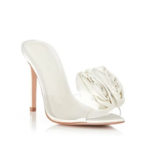 Sandalias de tacón de aguja con punta abierta y flores transparentes de PVC personalizadas Plantilla de Punta abierta Verano Transpirable Descalzo Amigable Primavera Otoño - Product Image 6