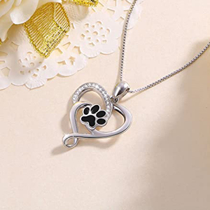 CAOSHI oso perro garra negro amantes corazón forma colgante collar para mujer plata revestimiento caja cadena lindo colgante collares niñas - Product Image 3