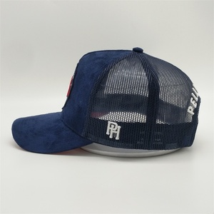 BSCI usine Meidiney personnalisé haute qualité 5 panneaux broderie Patch Logo bord incurvé maille Gorras <span class=keywords><strong>Snap</strong></span> Back daim casquette de camionneur chapeau - Product Image 2