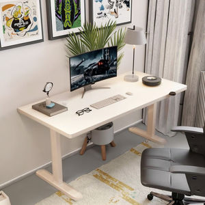 Scrivania Regolabile in Altezza Elettrica con Motore Singolo/Doppio, Gambe in Legno per Ufficio e Gaming - Product Image 1