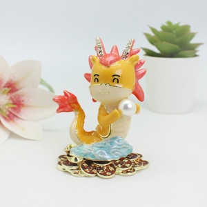 SHINNYGIFTS cinese <span class=keywords><strong>drago</strong></span> smalto metallo mestiere animale Figurine monete scatola di gingillo di denaro per attrazione della ricchezza ufficio fortunato - Product Image 6