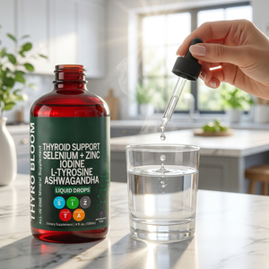 <span class=keywords><strong>Thyro</strong></span> Bloom Gouttes de soutien <span class=keywords><strong>thyro</strong></span>ïdien au sélénium, zinc, iode, L-tyrosine et Ashwagandha liquide 120ml Canneberge sauvage Marque privée - Product Image 2