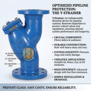 Wye Duktiles Gusseisen <span class=keywords><strong>DN50</strong></span> Flansch <span class=keywords><strong>PN16</strong></span> mit Edelstahlfilter für Wasser mittlerer Temperatur, Y-Sieb, Herkunft Shanghai - Product Image 2