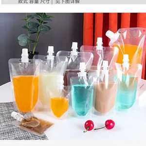 Custom Shaped Clear Plastic Foldable Drinking Water Juice Energy Pouch with Flip Open Spout and Hanging Hole