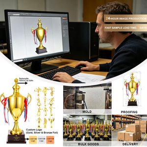 Trophée Champion Personnalisé <span class=keywords><strong>en</strong></span> Métal, Design Pyramidal, Durable, <span class=keywords><strong>Euro</strong></span> 2026, pour Rubans 42/48/55cm, Base <span class=keywords><strong>en</strong></span> Bois, Logo Gravé - Product Image 3