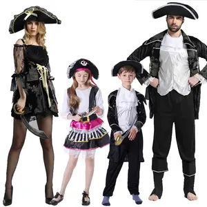 हेलोलीन पोशाक वयस्क पुरुष और महिला कोस्प्ले मेकअप बॉल प्रदर्शन समुद्री कप्तान कपड़े परिवार