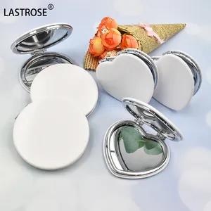 Miroir compact double face pliant blanc Miroirs de maquillage cosmétiques Miroir de courtoisie professionnel de poche cadeau en Pu