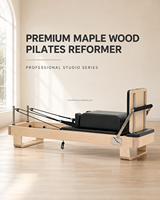 Tmax Studio Pilates Reformer en Bois d'Érable, Cama De Pilates, Nouveau Design Exclusif pour Usage Commercial avec ressorts allemands, certifié CE ISO