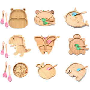 Prix usine bois <span class=keywords><strong>vaisselle</strong></span> pour enfants enfant en bas âge Led sevrage ensemble plaque d'aspiration Silicone bol bambou bébé alimentation ensemble - Product Image 2