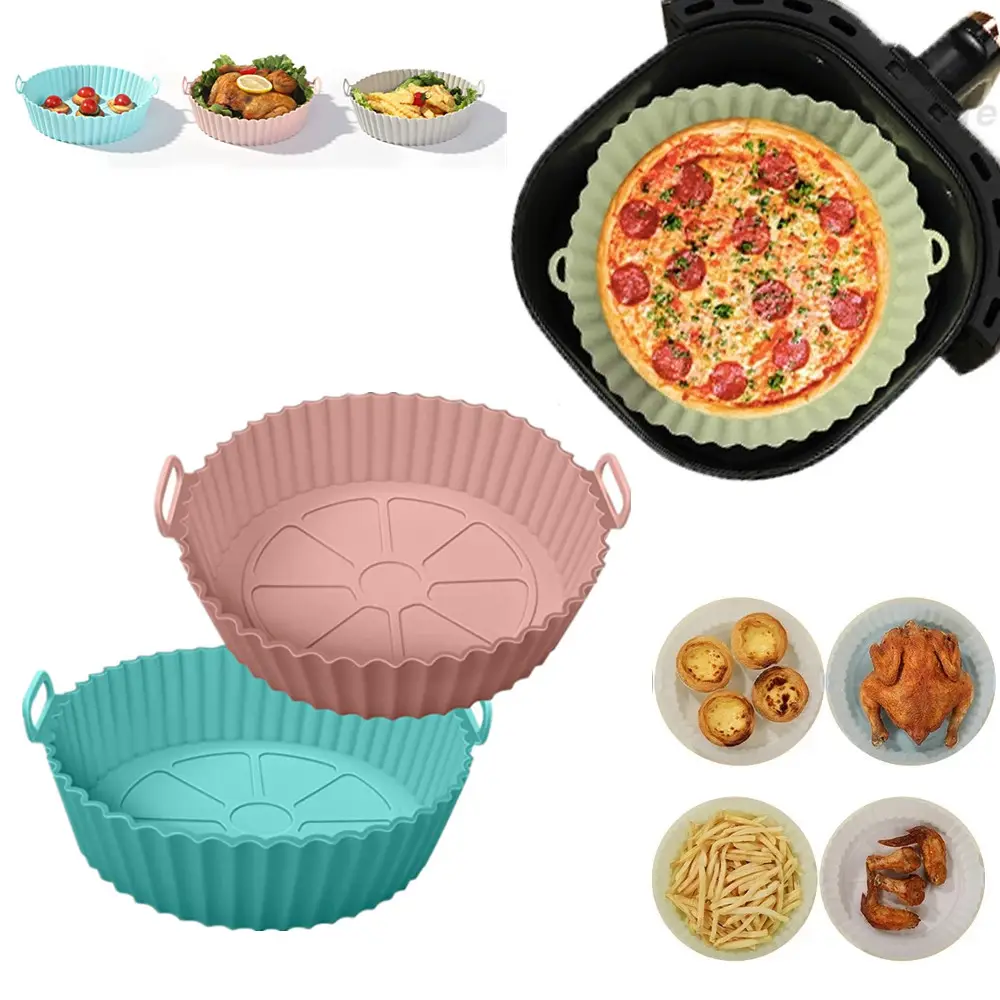 HMJ OEM dayanıklı fırın kullanımlık kase bakeware tepsi sepeti mutfak aksesuarları silikon hava fritöz liner için hava fritöz silikon pot