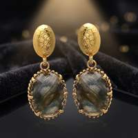 Anting-anting Batu Permata Kuningan Buatan Tangan Gaya Etnis Boho Unisex