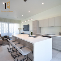Ensemble de meubles de cuisine modernes laqués pour projet de maison, avec évier et robinet, design modulaire écologique pour appartement