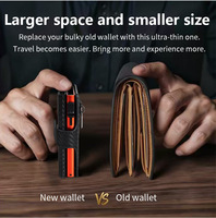 Dompet Lipat Pop Up Logo Kustom dengan Kantong Resleting, Tempat Kartu Aluminium Anti RFID dengan Jendela ID untuk Pria