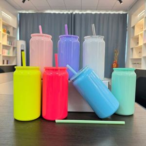 Nuevo Modelo de Vaso Aislado para Sublimación de 16 oz, Vaso de Acero Inoxidable Tipo Mason Jar con Pajita, Personalizable, Colorido, para Regalo - Product Image 1