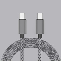 Kabel Data pengisi daya ponsel Tipe C ke Tipe C, kabel PVC ultra-cepat PD 60W merah 1 Meter