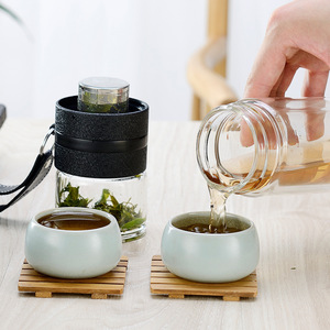 13oz bella piccola maglia doppia parete di vetro bottiglia di acqua di tè e acqua di separazione della bottiglia di tè tazza tazza con infusore di tè - Product Image 4