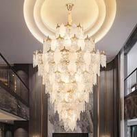 Lustre en cristal de style français, ton crème, en forme de feuille, pour escaliers résidentiels LOFT Duplex - LED moderne, diamètre 100 cm, hauteur 150 cm