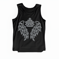 Dernier design de transfert thermique personnalisé en strass pour T-shirt : Couronne et ailes d'ange