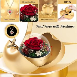 Tyvouflo Preserved Roses Forever Flowers Heart Necklace <b>Gift</b> <b>Set</b> For Mother's Day Birthday Mom Wife Girlfriend Grandma - Product Image 2