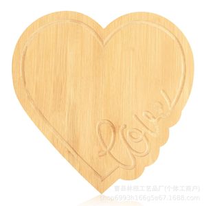 Wooden Heart Shaped <b>Tray</b> Bamboo Color Carved Love Design For Fruit Desserts Cheese Serving - Product Image 1