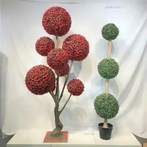 plant green artificial boxwood tree topiary Artificial grass ball