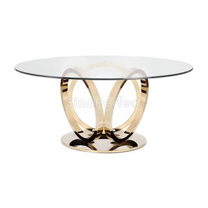 Juego de Muebles Decorativos de Acero Inoxidable para Hotel, Espejo, Mesa de Cristal para Bodas, Exhibición de Pasteles para Fiestas - Product Image 1