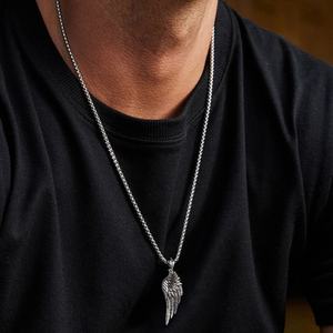 Collar con Colgante de Ala de Ángel, Acero Inoxidable, Joyería de Moda, Diseño Personalizado, Amuleto de Pluma, Estilo Vintage, Cadena para Hombre y Mujer, Regalo - Product Image 3