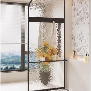 Mampara de Ducha de Estilo Crema, Aleación de Aluminio, Vidrio Templado Translúcido, Hecha a Mano, Separación de Zonas Secas y Húmedas, <span class=keywords><strong>para</strong></span> Cuarto de Maquillaje - Product Image 2