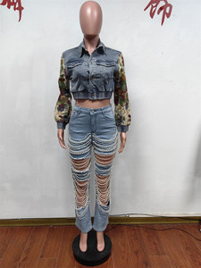 Fashion Design <strong>Stretch</strong> Slim-fit Print Casual Short <strong>Denim</strong> Coats Demin Jacket Woman <strong>Denim</strong> Top - Product Image 3