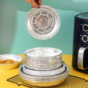 6 Zoll Runde Aluminium-Einweg-Pizzapfanne Lebensmittelgeeignetes Tablett mit PP-Kunststoffdeckel - Product Image 2