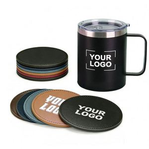 Wholesale Pu Leather Coasters Personalized Custom Blank Laserable Business Logo Round Coaster for Promo Hotel Restaurant Gift - Product Image 1